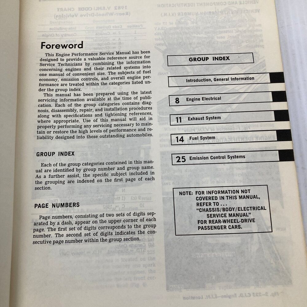 Chrysler Engine Performance Service Manual 1982 - Picture 2 of 2